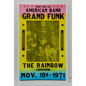Vintage 1971 Poster - Concert - Grand Funk - The Rainbow London